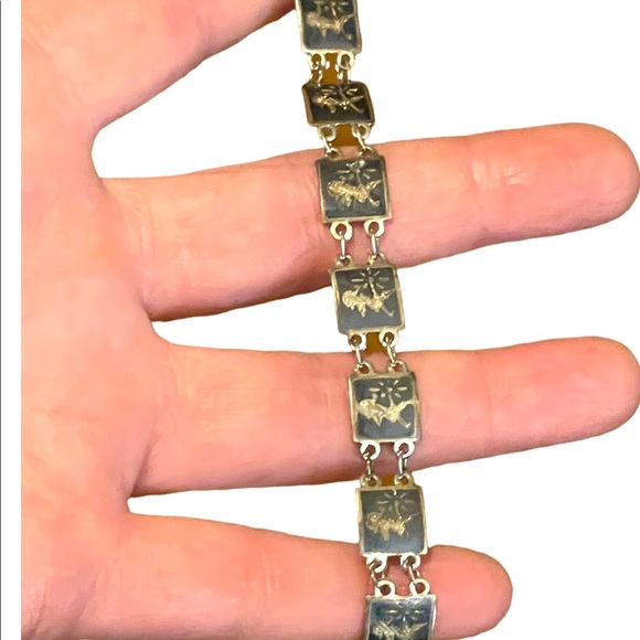 Vintage 1940s Sterling silver 925 SIAM Goddess link bracelet - Picture 6 of 6